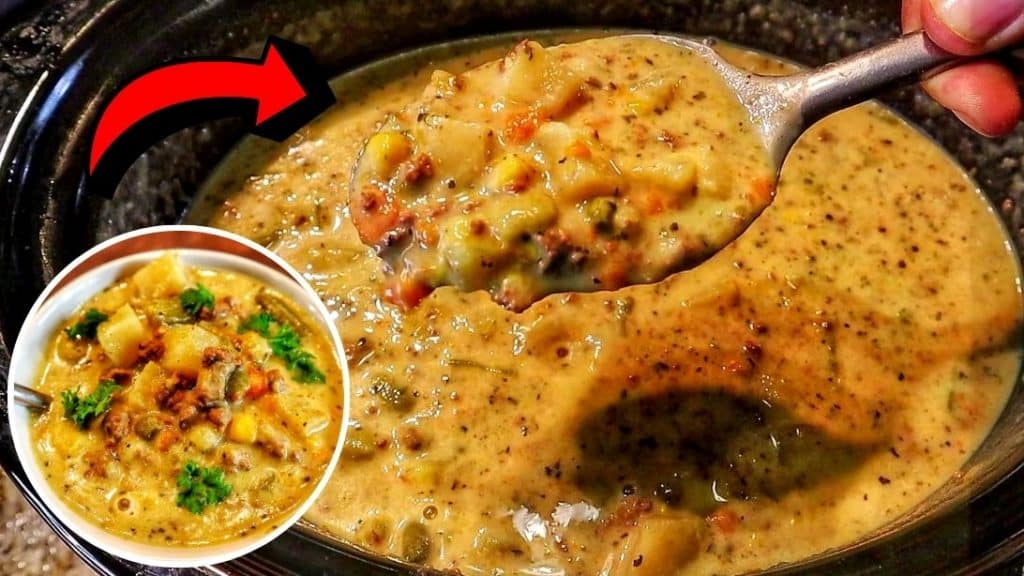 Crockpot Creamy Hamburger Potato Soup Recipe