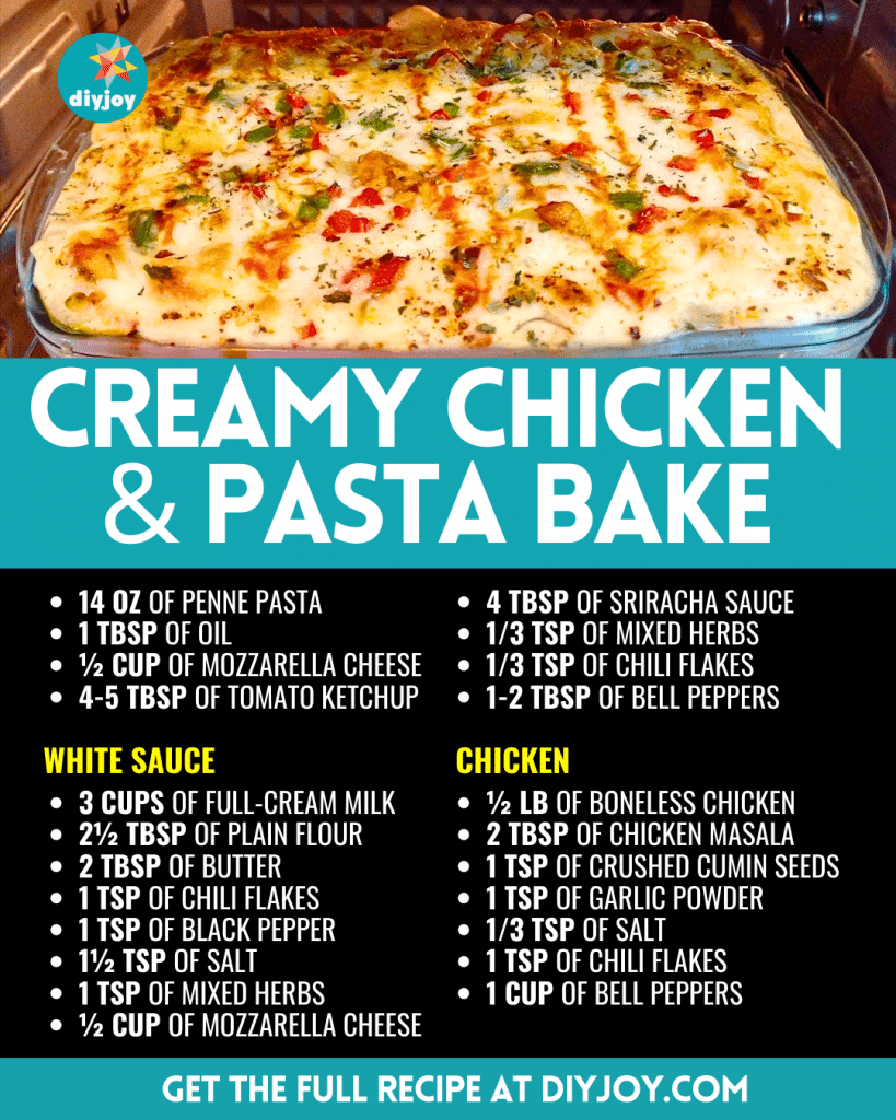 Easy-to-Make Creamy Chicken & Pasta Bake - DIY Joy