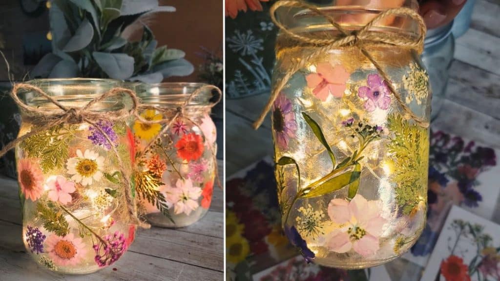 DIY Flower Fairy Light Jar