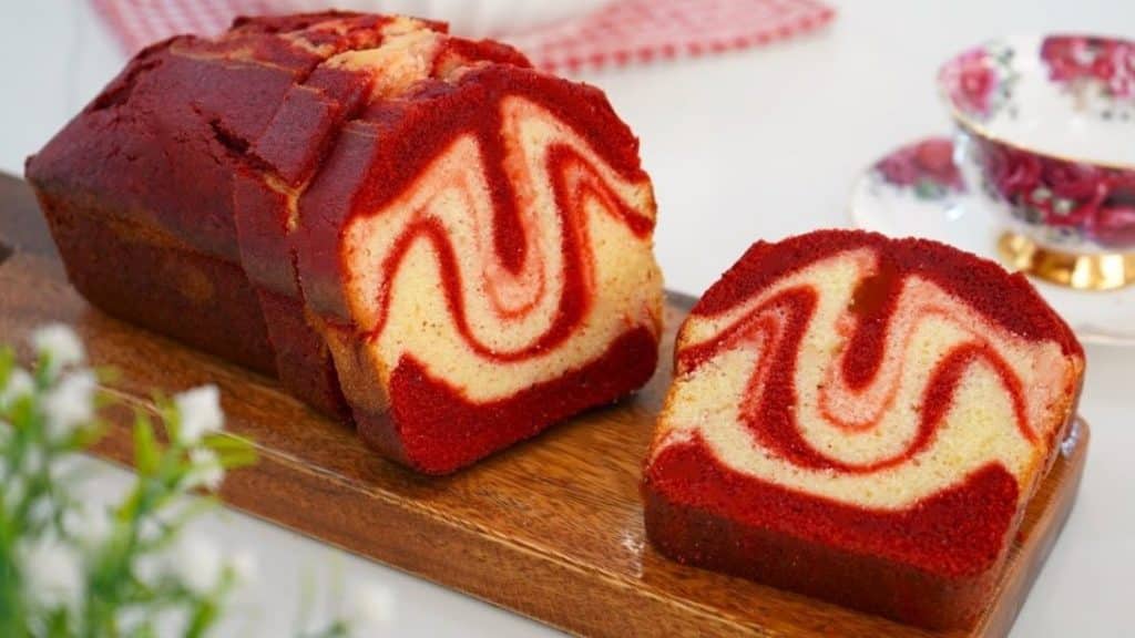 Easy-to-Make Moist Red Velvet Marble Loaf Bread