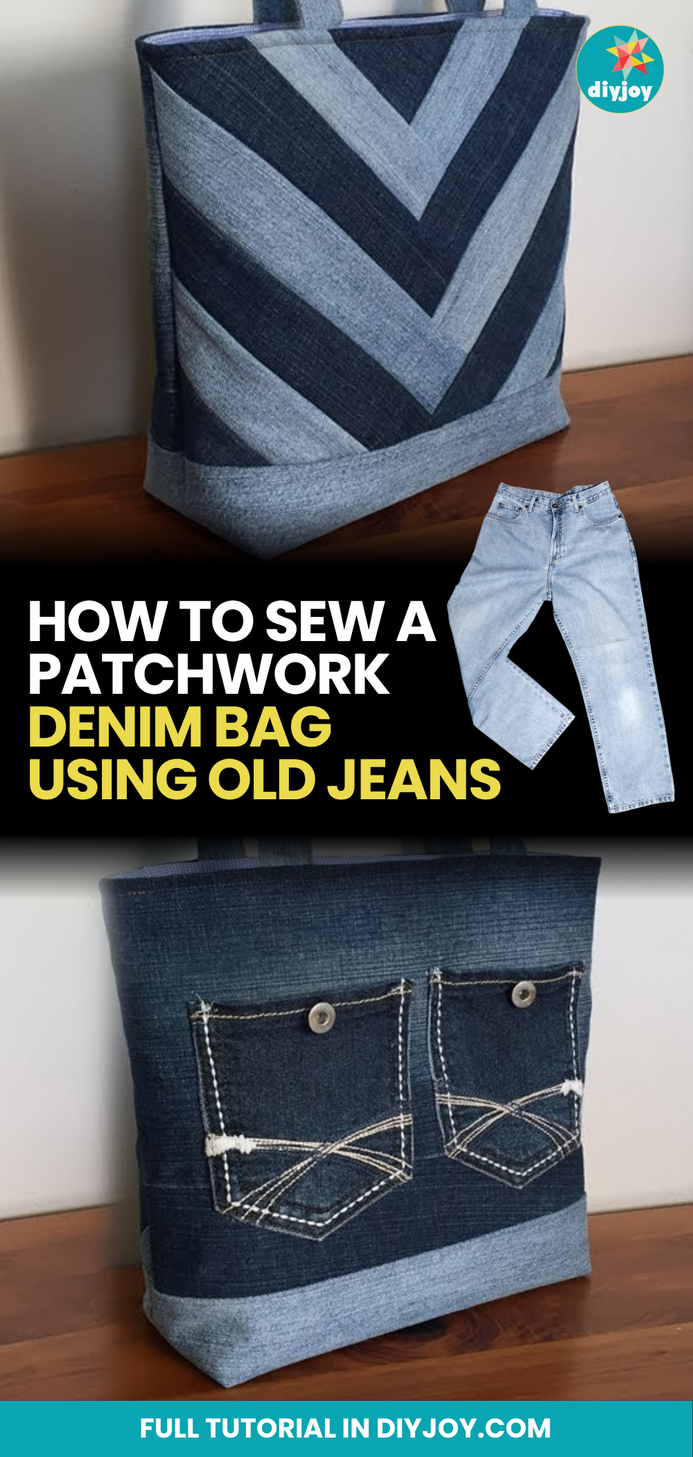 How to Sew A Patchwork Denim Bag Using Old Jeans