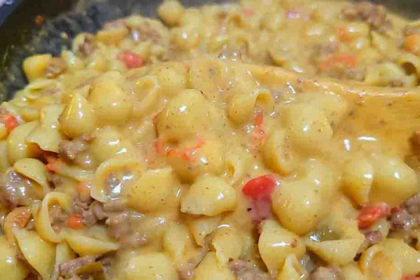One-Pot Creamy Shells and Beef Recipe