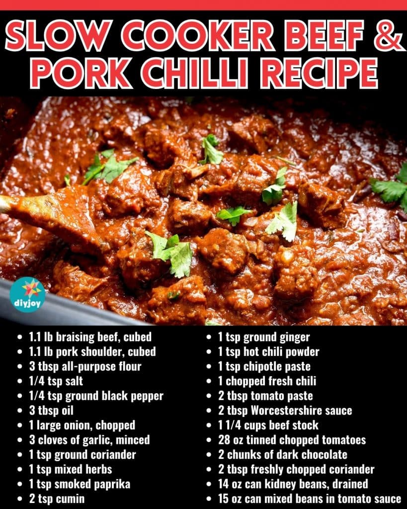 Slow Cooker Beef & Pork Chilli Recipe