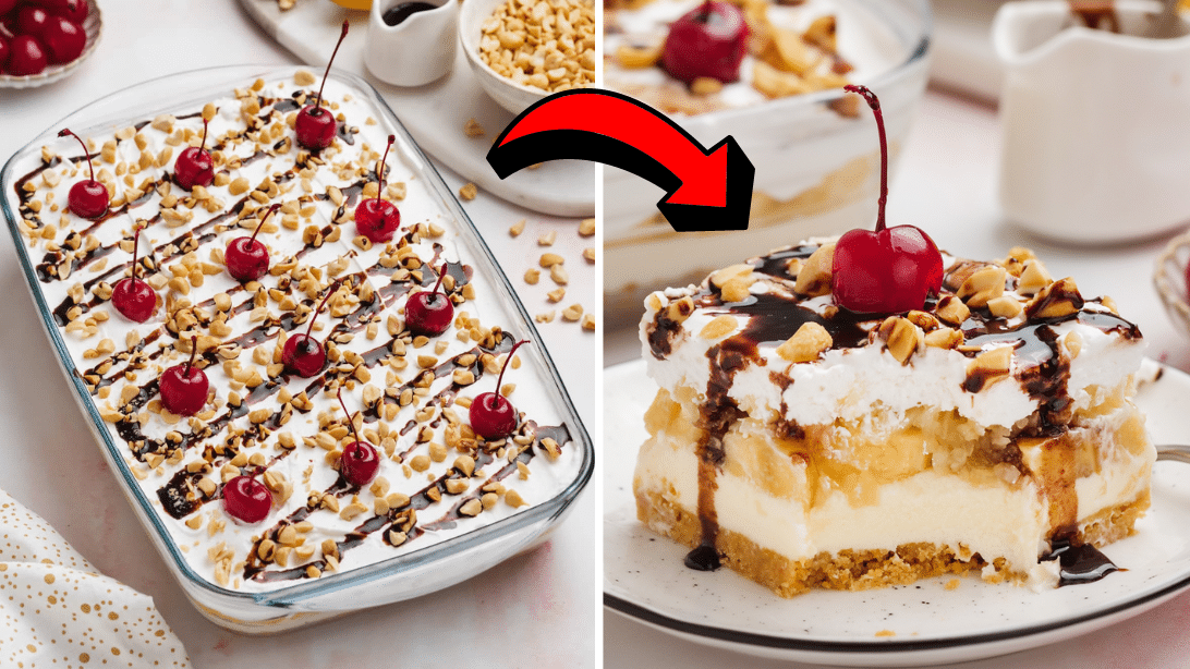 Easy 30-Minute Banana Split Cake Recipe | DIY Joy Projects and Crafts Ideas