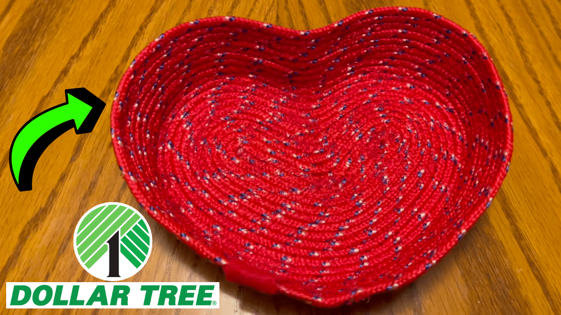 Easy DIY Dollar Tree Rope Heart Basket Tutorial