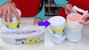 Spill-Free Grocery Cup Holder Bag Trick