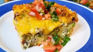 Tex-Mex Style Sausage Egg and Bacon Casserole