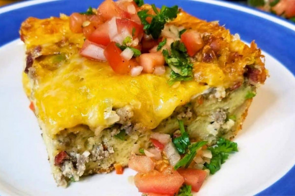 Tex-Mex Style Sausage Egg and Bacon Casserole