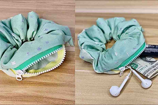 DIY Scrunchie with Zipper Tutorial