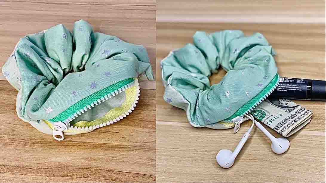 DIY Scrunchie with Zipper Tutorial | DIY Joy Projects and Crafts Ideas