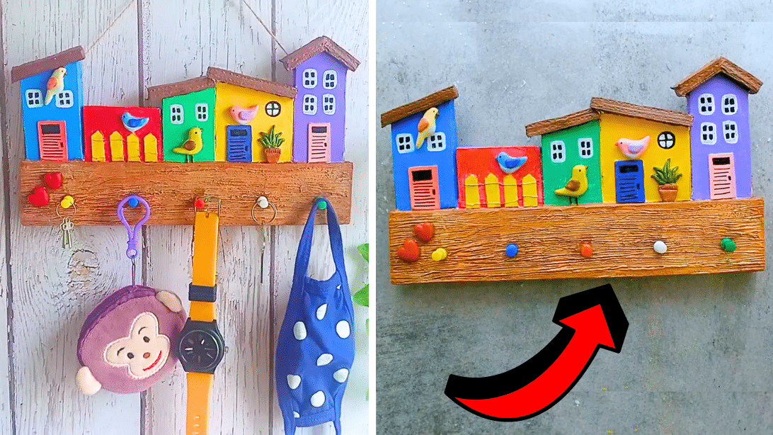 Easy DIY Cardboard Birdhouse Key Holder Tutorial | DIY Joy Projects and Crafts Ideas