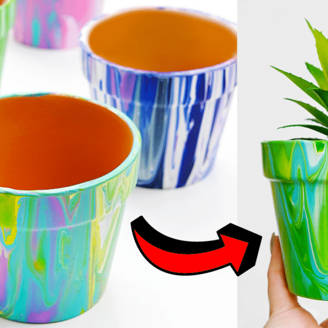 How to Pour Paint Terra Cotta Pots - DIY Joy