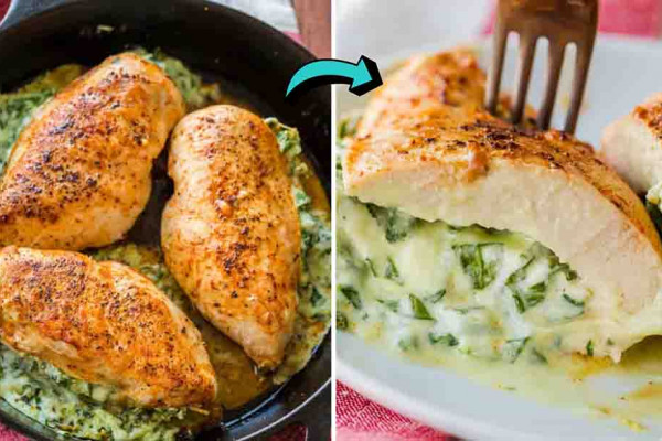 Cheesy Spinach Stuffed Chicken Breasts Recipe