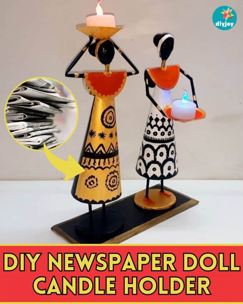 DIY Newspaper Doll Candle Holder