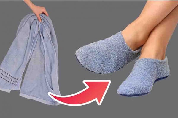 DIY Slippers Using An Old Towel