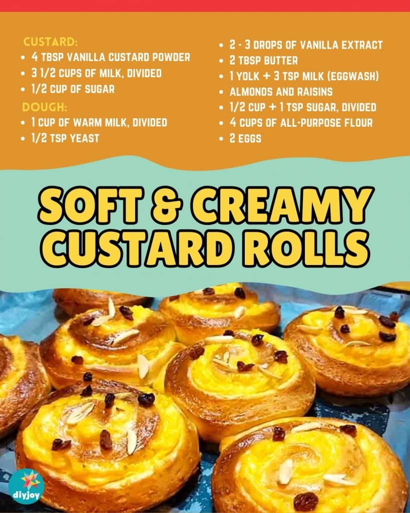 Soft & Creamy Custard Rolls Recipe