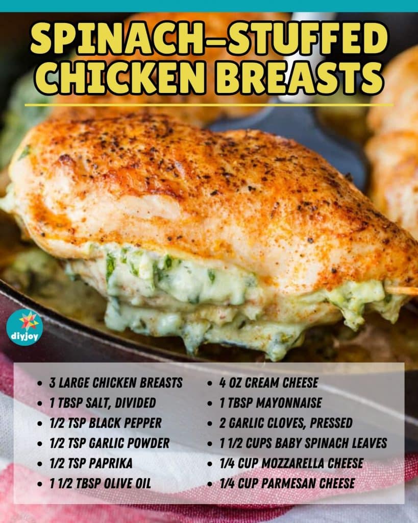 Cheesy Spinach Stuffed Chicken Breasts Recipe