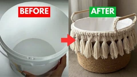 Easy DIY Macrame Basket Using a Paint Bucket | DIY Joy Projects and Crafts Ideas