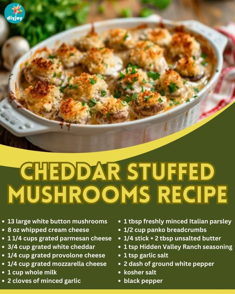 Cheddar Stuffed Mushrooms Recipe