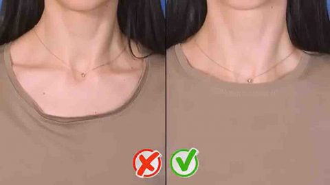 How To Downsize A Stretched T-Shirt Neckline Without Sewing | DIY Joy Projects and Crafts Ideas