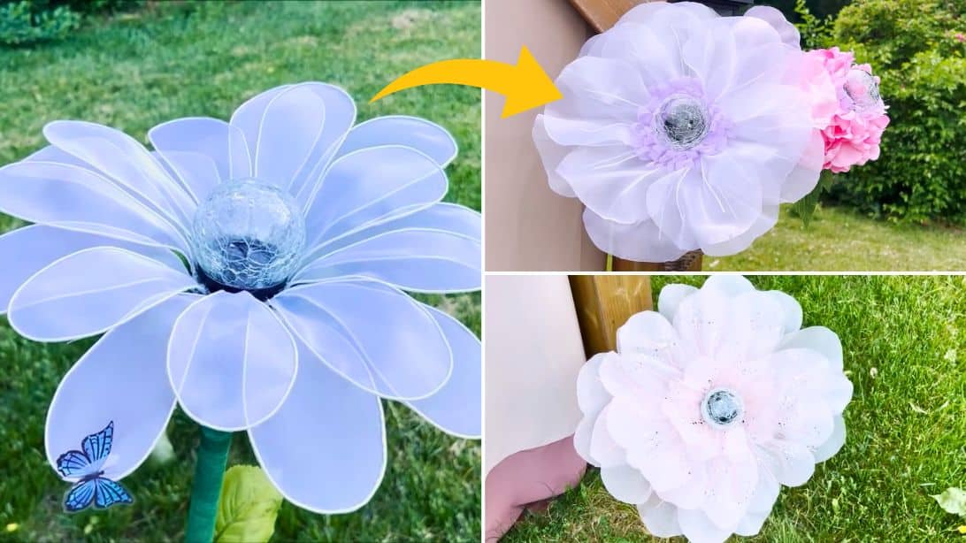 DIY Dollar Tree Solar Light Giant Flowers | DIY Joy Projects and Crafts Ideas