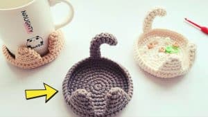 Easy Crochet Cat Coaster For Beginners