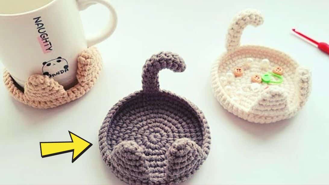 Easy Crochet Cat Coaster For Beginners | DIY Joy Projects and Crafts Ideas