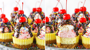 Easy Ice Cream Sundae Mini Cheesecakes Recipe