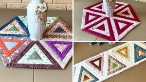 Triangle and Strip Fusion Table Runner Quilt