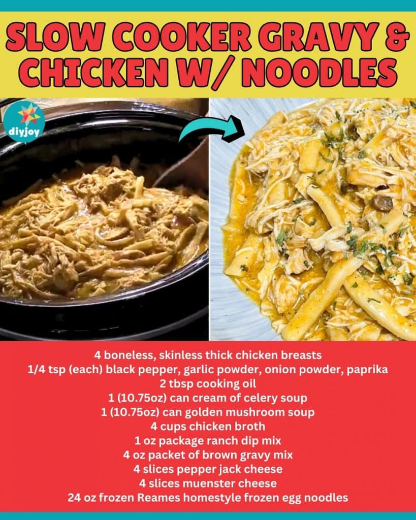 Slow Cooker Gravy & Chicken with Noodles