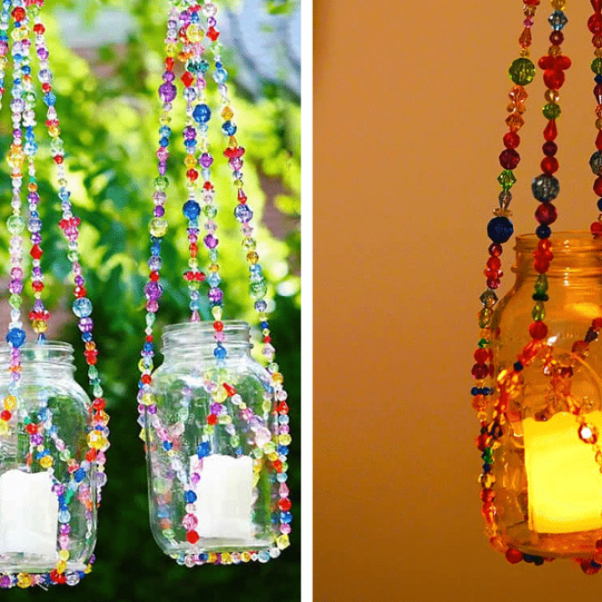 Easy DIY Beaded Plant Hanger & Lantern Tutorial - DIY Joy
