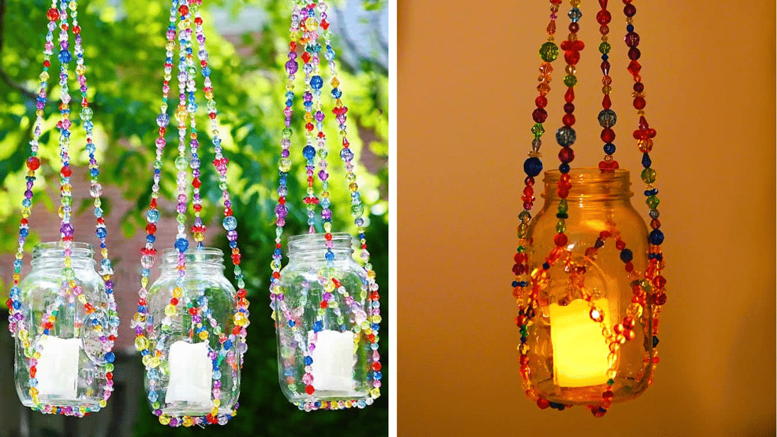 Easy DIY Beaded Plant Hanger & Lantern Tutorial | DIY Joy Projects and Crafts Ideas