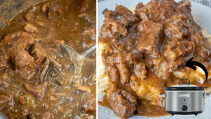 Easy Crockpot Beef Tips & Mushroom Gravy Recipe