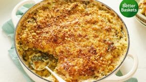 Jamie Oliver’s One Pan Greens Pasta Bake