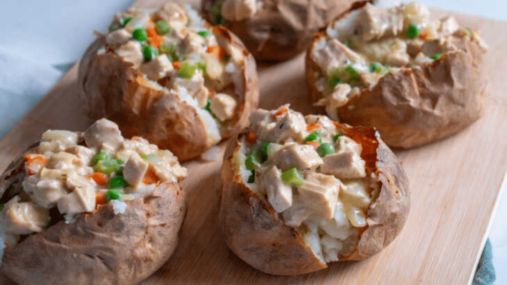 Chicken Pot Pie Baked Potatoes Recipe