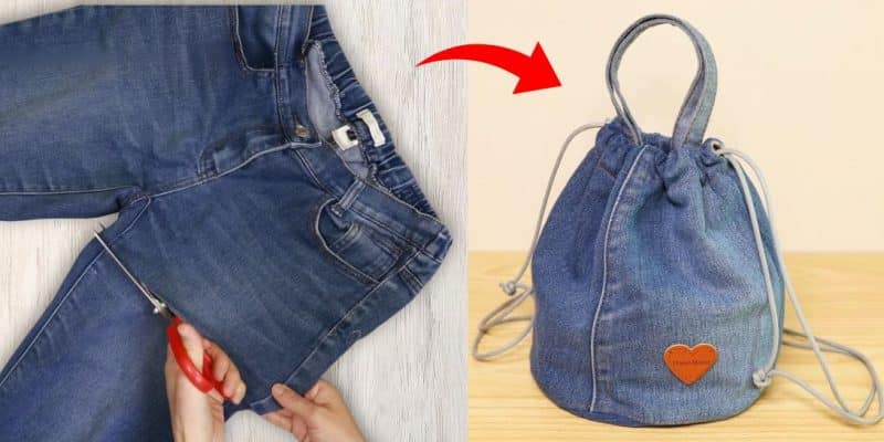 How to Make a Drawstring Bag From Old Jeans | DIY Joy Projects and Crafts Ideas