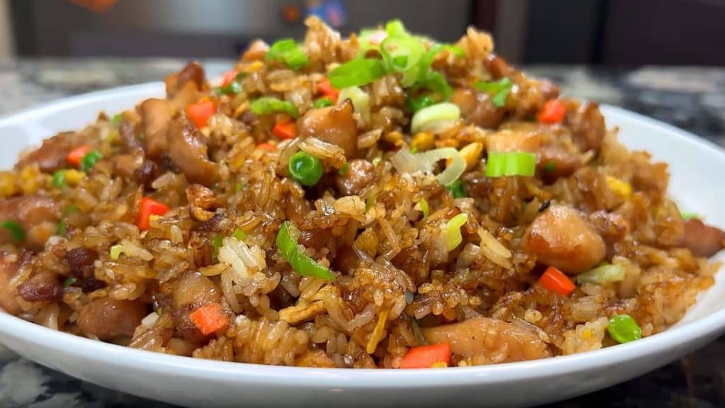 a serving of chicken Fried Rice