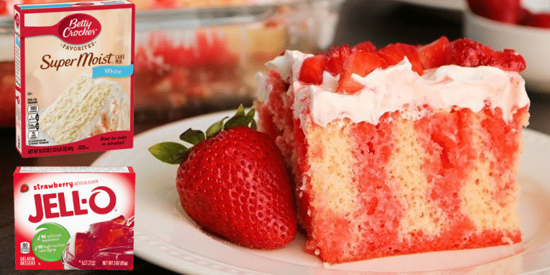 Easy Strawberry Jello Poke Cake Recipe | DIY Joy Projects and Crafts Ideas