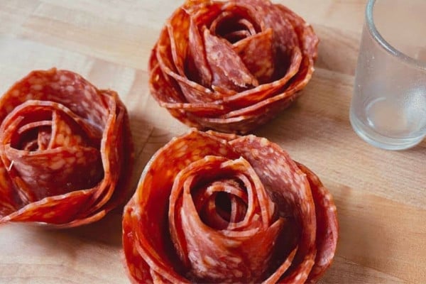 Make Salami Roses Using a Shot Glass