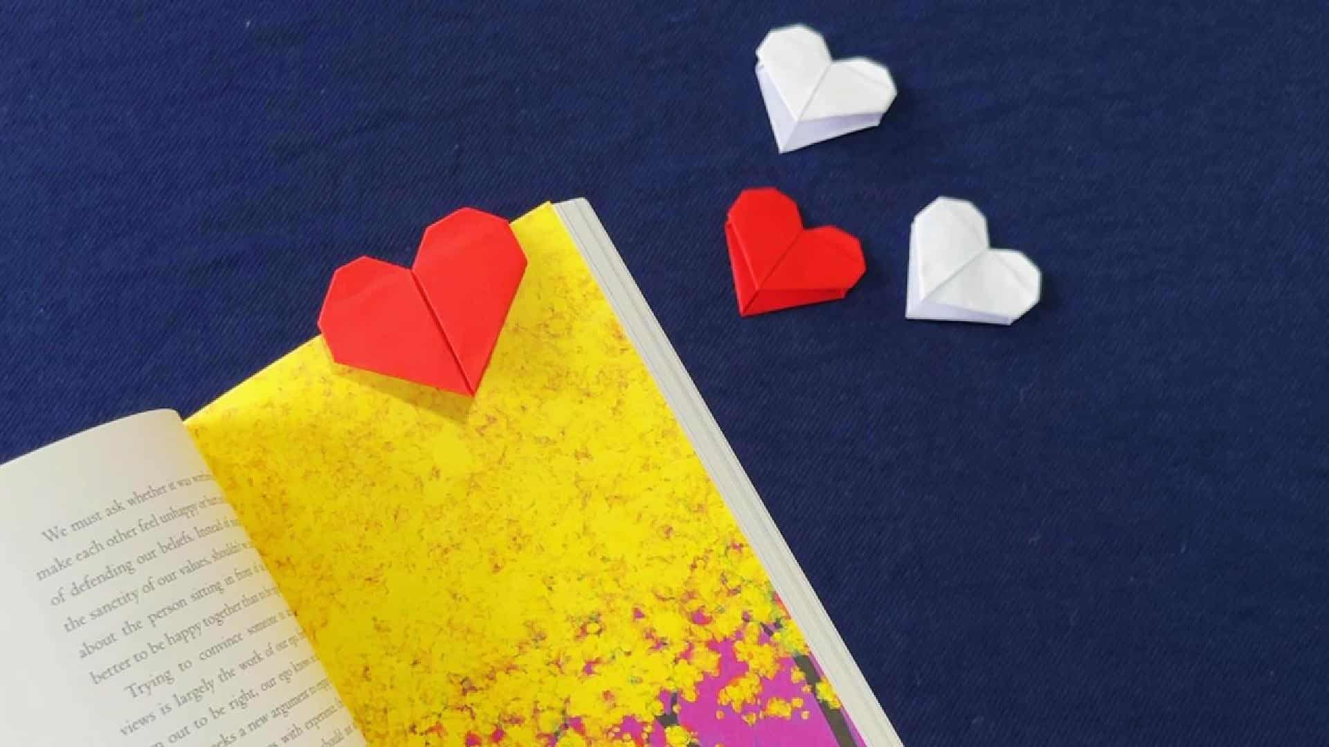 How to Make an Origami Heart Bookmark How to Make an Origami Heart Bookmark, A folded paper corner bookmark shaped like a heart, and there is no lighter listing