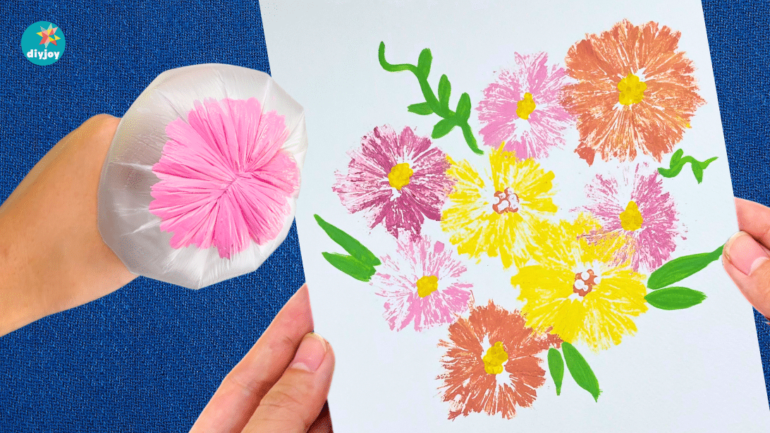 Plastic Bag Painted Flowers - DIY Wall Art Ideas