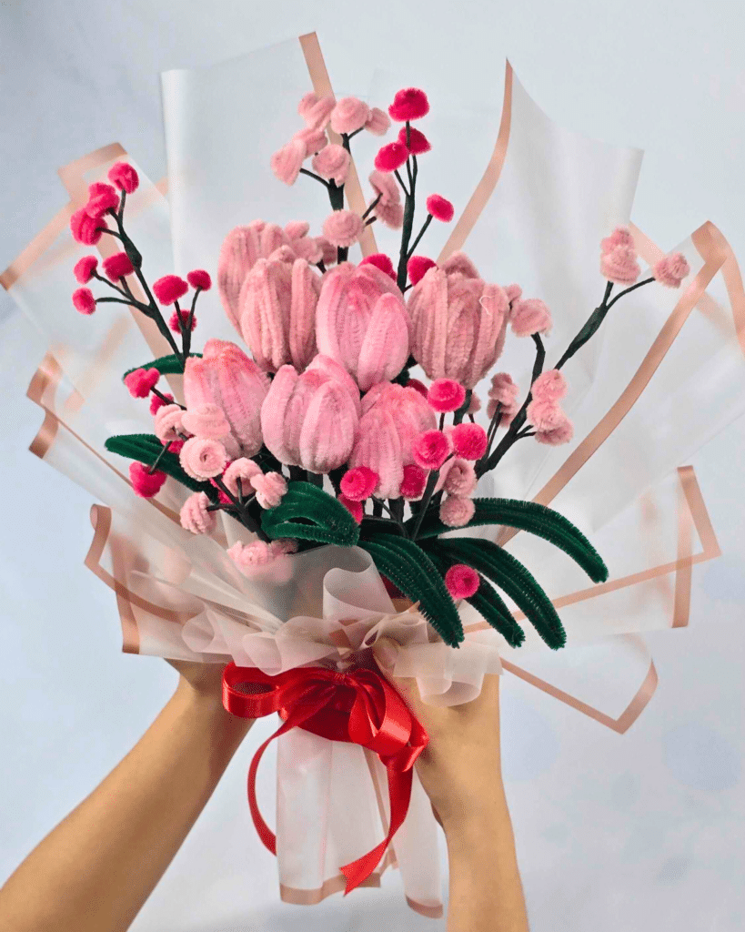 Pink Flower Pipe Cleaner Bouquet