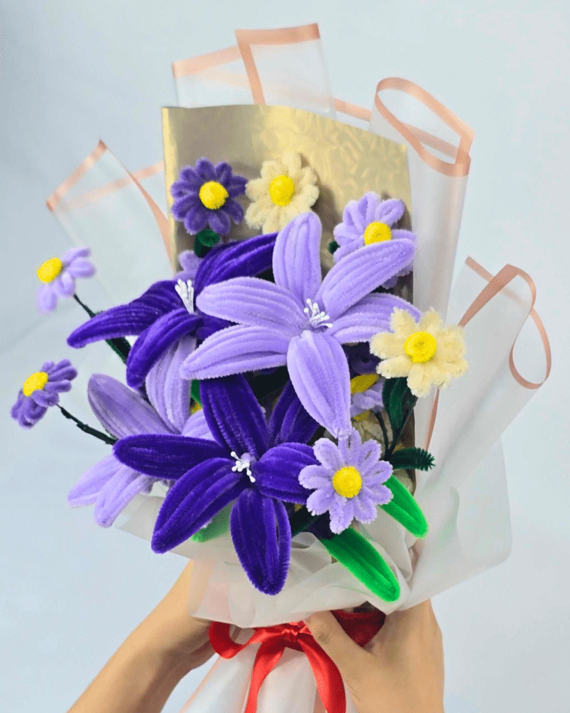 Violet Flower Pipe Cleaner Bouquet
