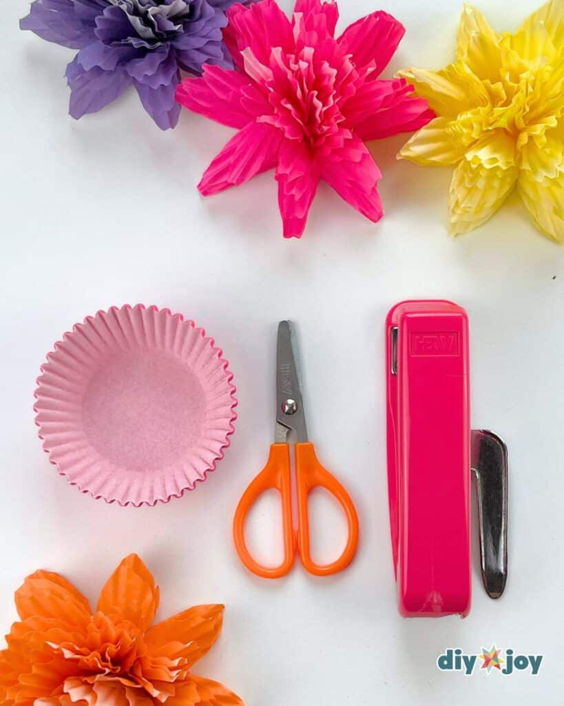 cupcake liner paper flowers materials