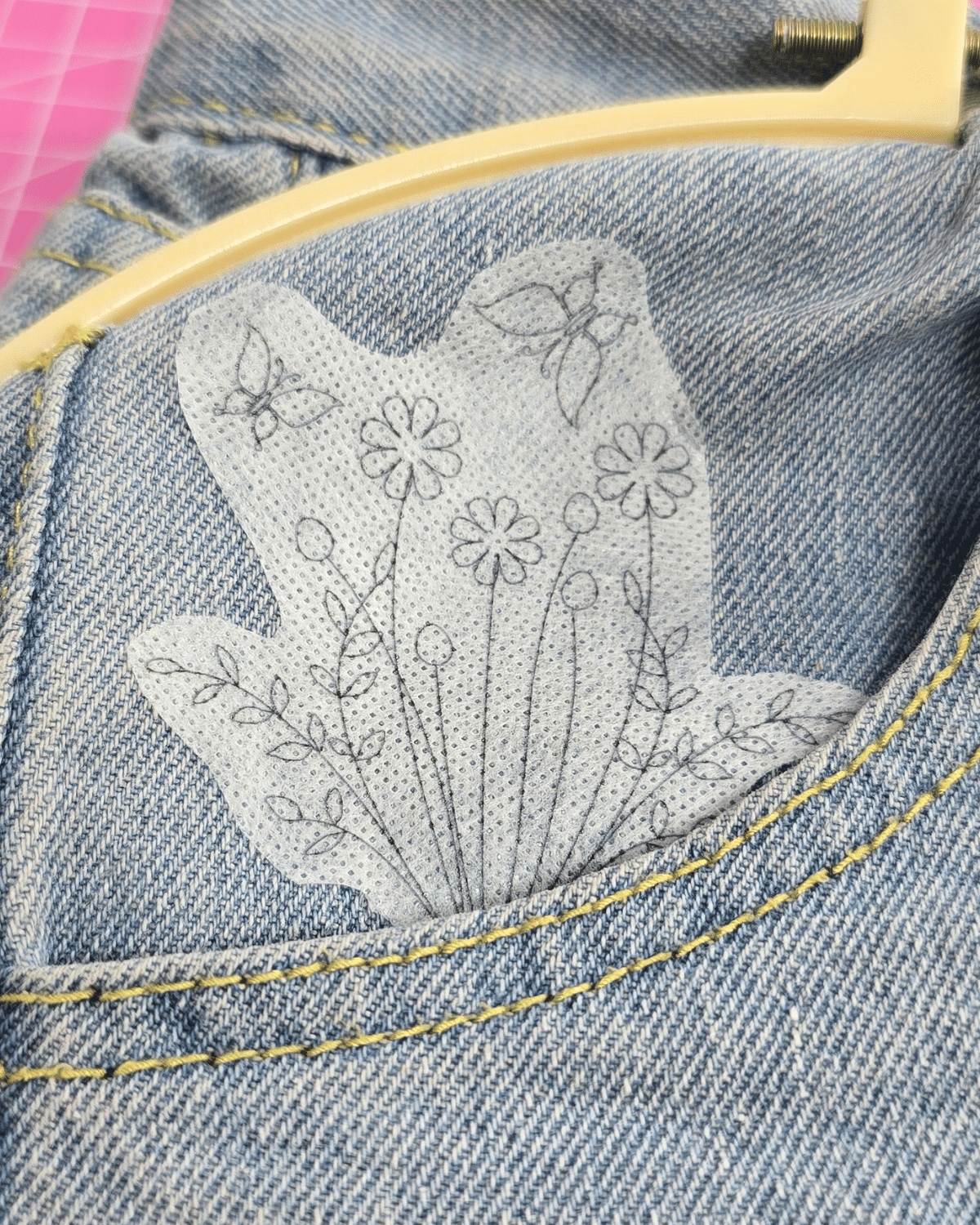 Boho-Style Custom Embroidered Jeans with Flowers