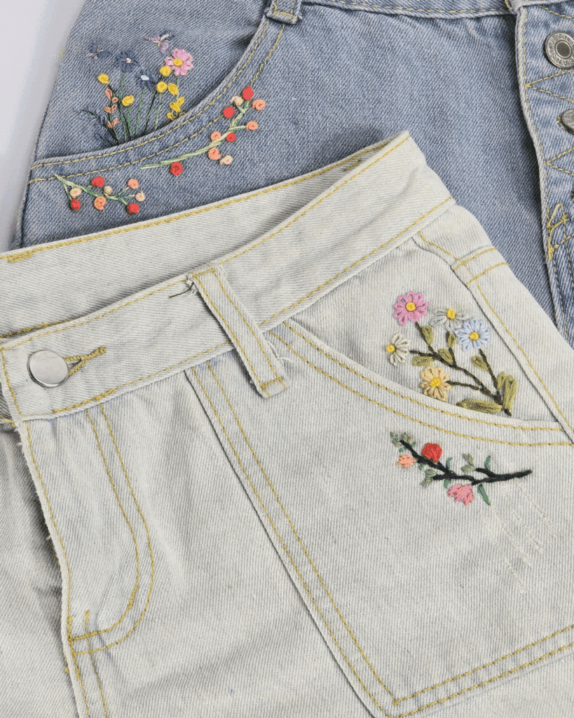 Flower Embroidery Design for Jeans