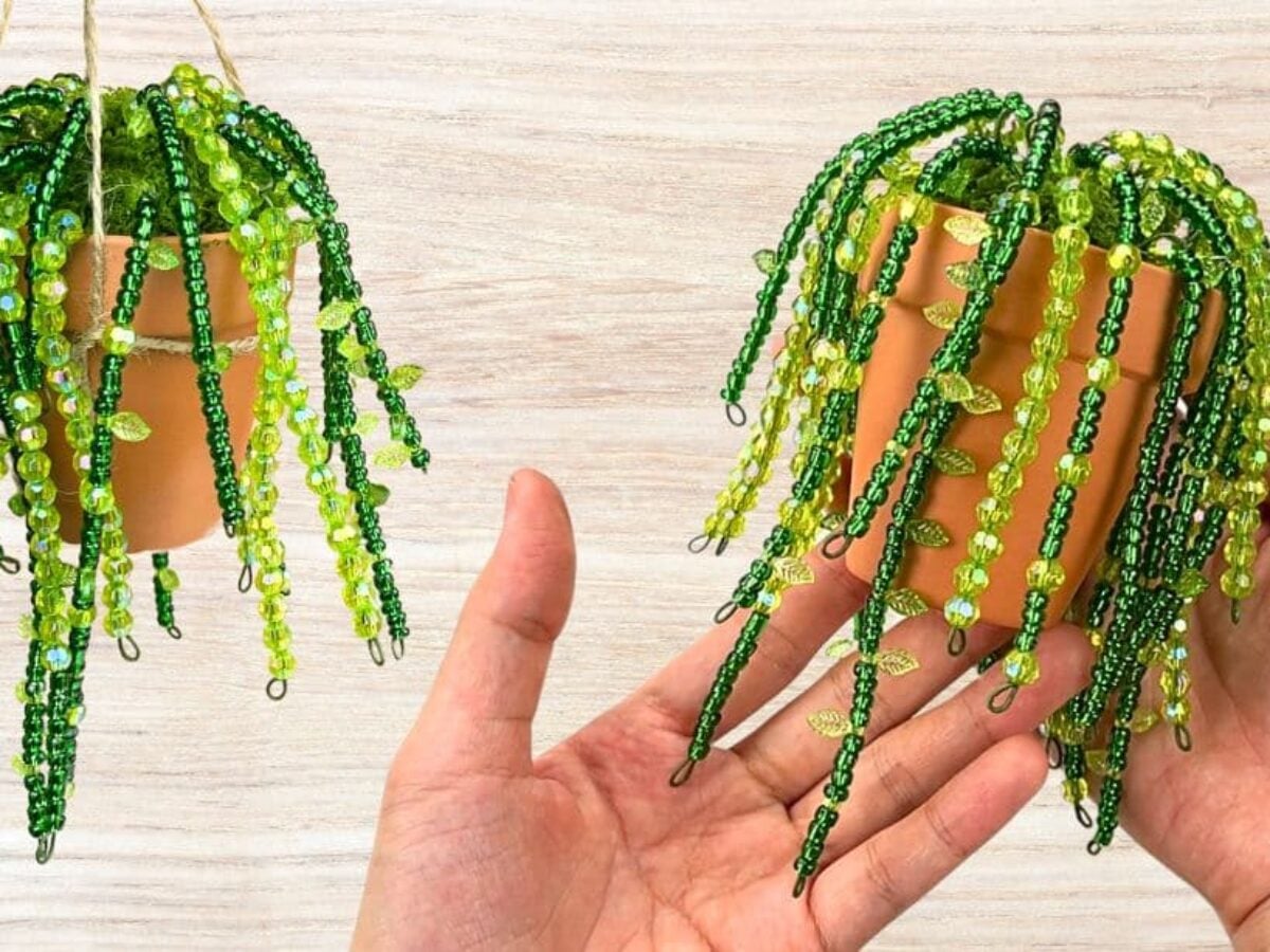 DIY Beaded Leaf Plant in a Terra Cotta Pot  Desk Decor Idea