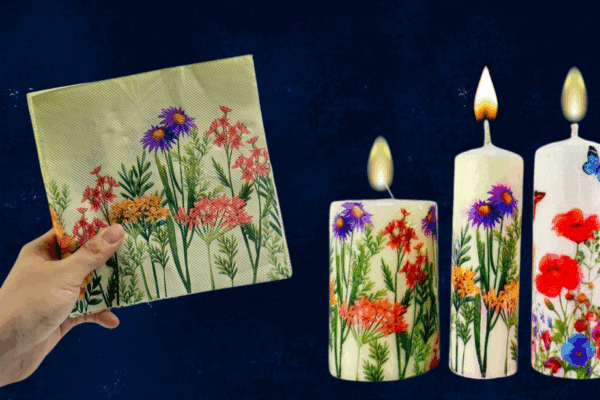 Creative Candle Wrapping with Napkin Paper