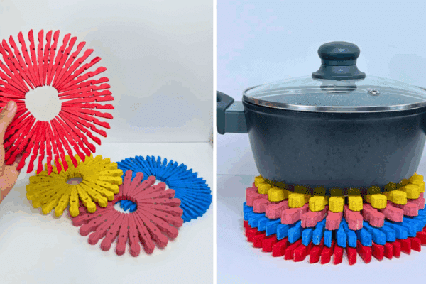 Easy DIY Trivet Made Out of Clothespins