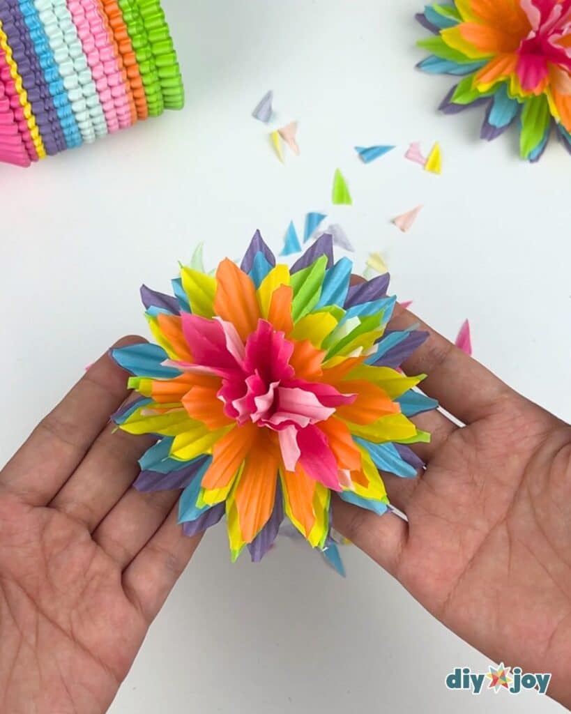 rainbow cupcake liner flowers